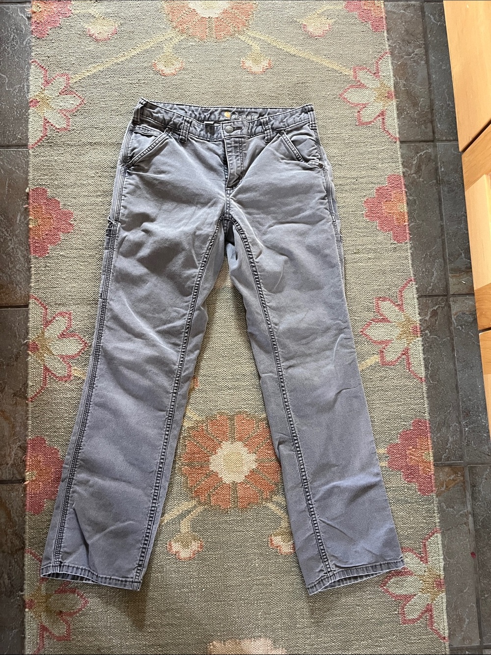 Carhartt Women's Gray Straight-Leg Work Jeans